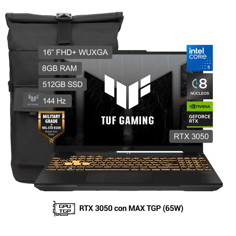 TUF Gaming F16 Intel Core 5 205H 8GB 512SSD RTX3050 16" FHD+