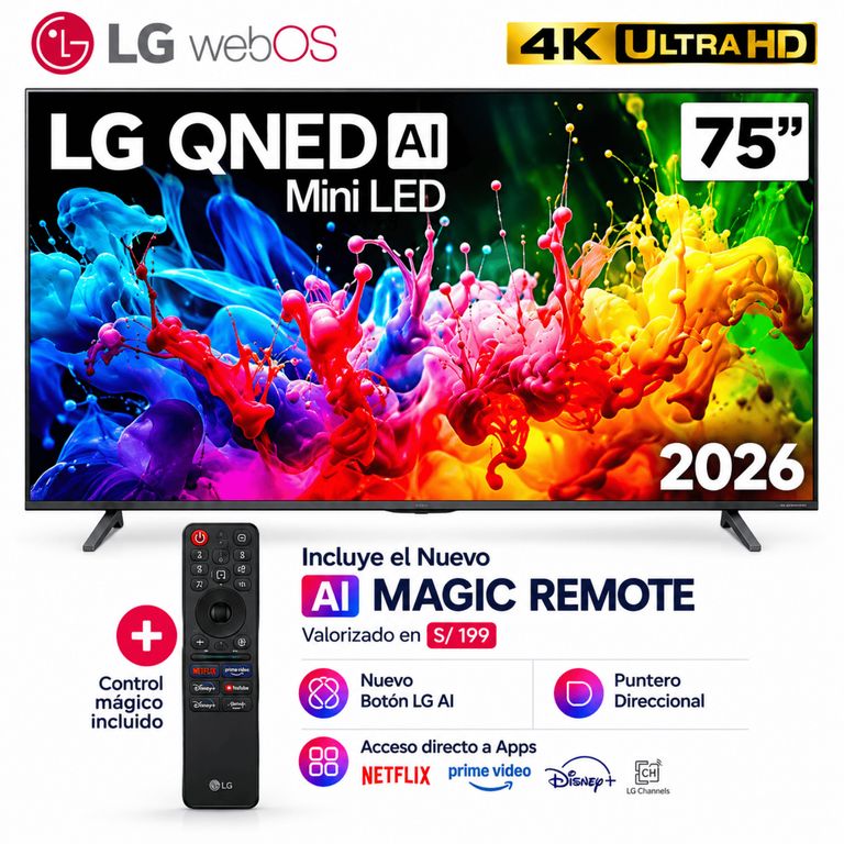 Televisor LG QNED 75" UHD 4K ThinQ AI 75QNED65BSA
