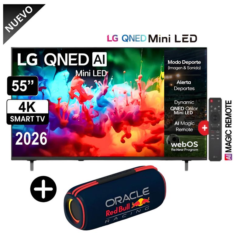Televisor 55" QNED MiniLED AI 4K Smart TV 2026 55QNED70BSA + Parlante Red Bull