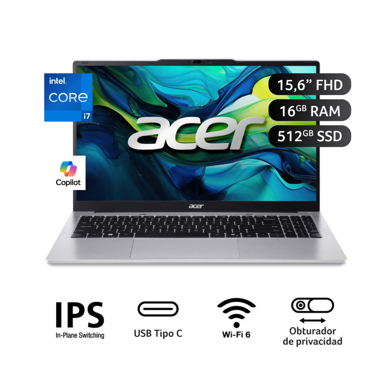 Laptop Acer Aspire lite Intel® Core™ i7 13H 16GB RAM 512GB SSD 15.6"