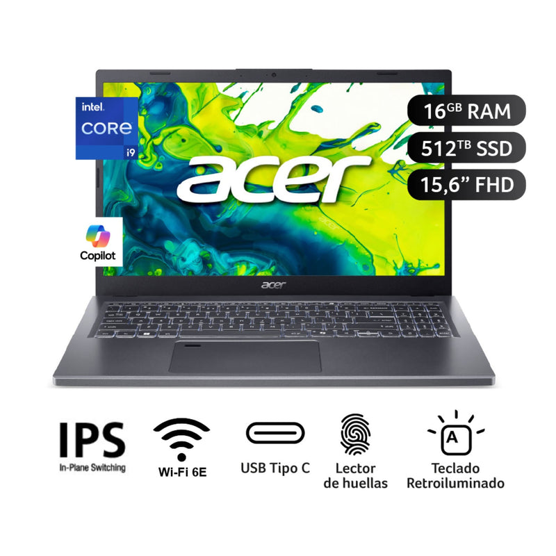 Laptop Acer Aspire 15 Intel® Core™ i9 13H 16GB RAM 512GB SSD 15.6"