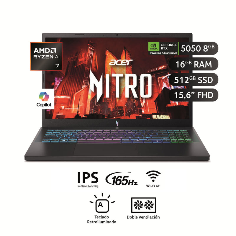 Laptop ACER Nitro ANV15-A31-R3MG R7-170 16GB 512GB RTX 5050 15.6"