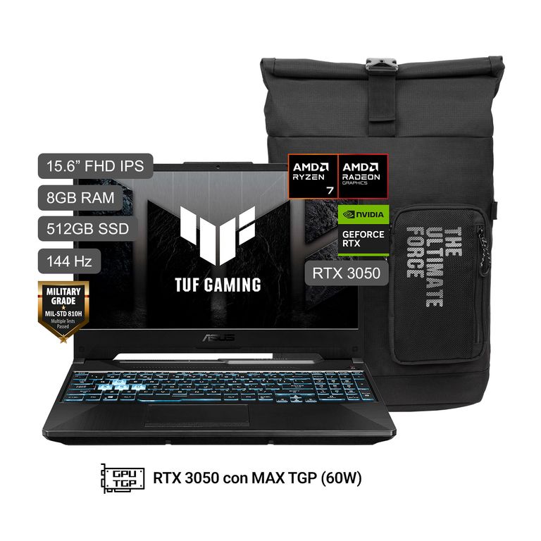 TUF Gaming A15 AMD Ryzen 7 8845HS 8GB 512SSD RTX3050 15.6" FHD