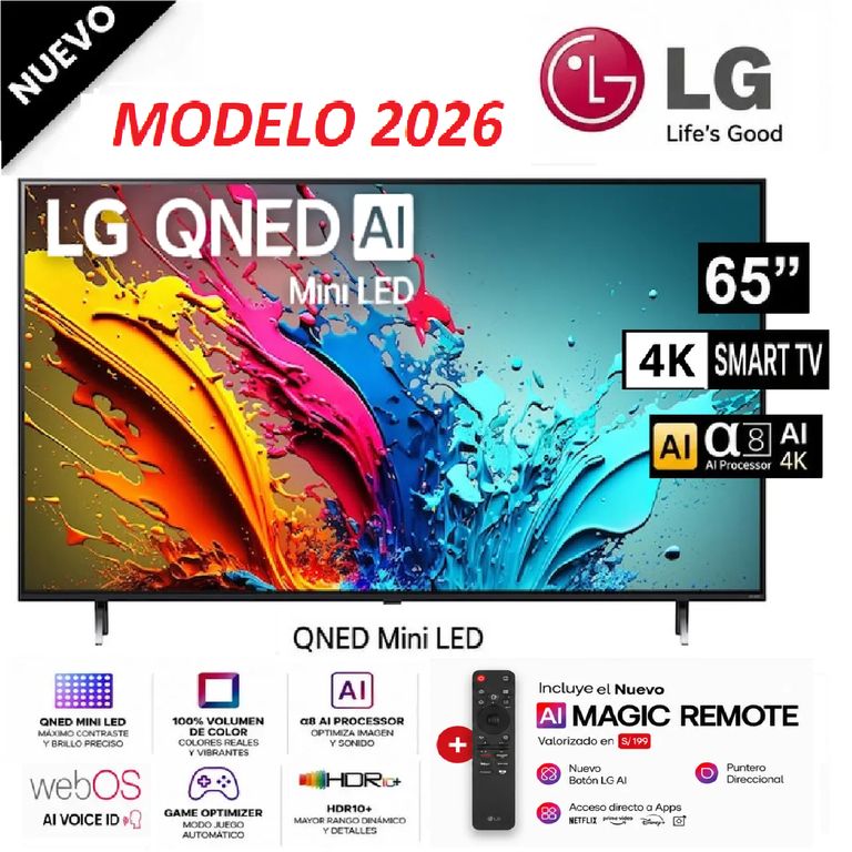 Televisor LG QNED 65 UHD 4K ThinQ AI 65QNED65BSA