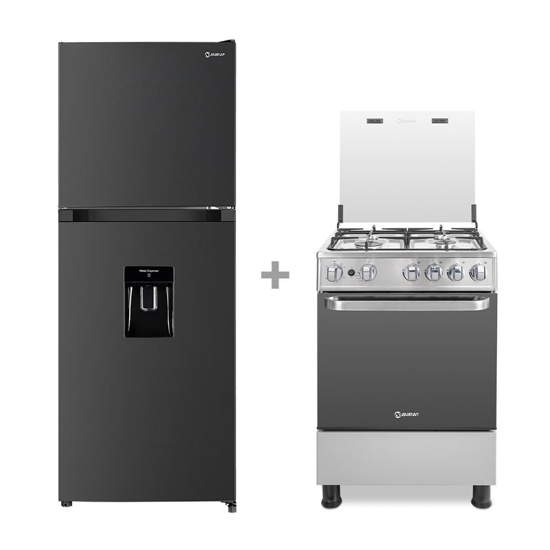 Cocina a Gas Miray JADE PLUS GLP + Refrigeradora Miray Top Freezer RM-206HID