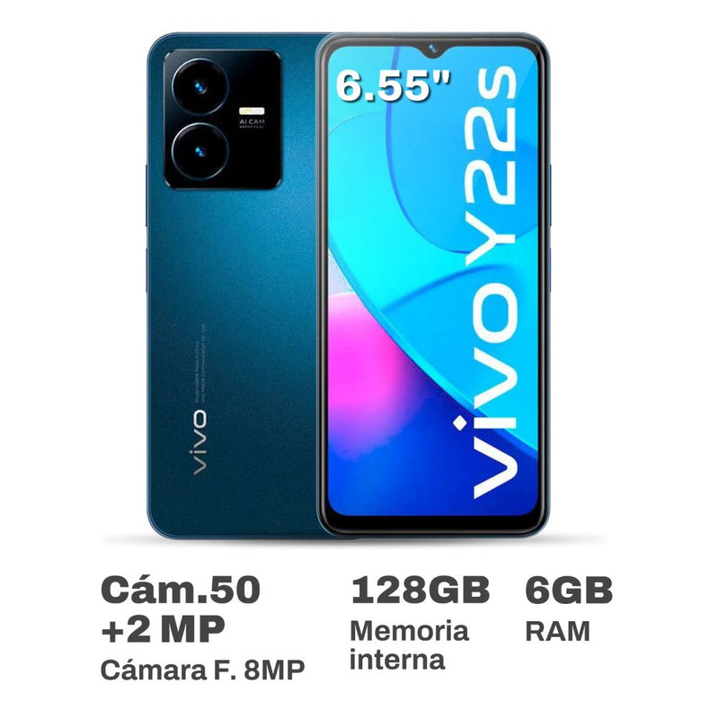 Celular Vivo Y22S 6.55" 6GB RAM 128GB Azul Destello