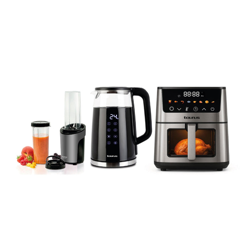 Freidora De Aire Taurus - Silver Fr II - 5L + Licuadora Taurus Shake Away 2.0 0.6L + Hervidor Taurus Neoglass 1.7 L