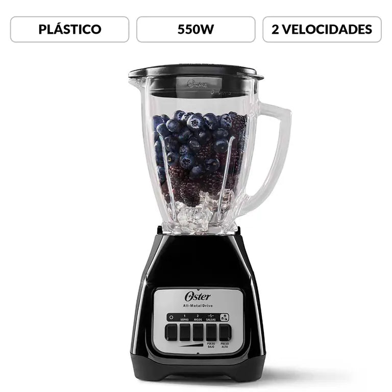 Licuadora Oster® Kaliman con vaso de vidrio 2 Velocidades mas Pulso BLSTKAG Negra