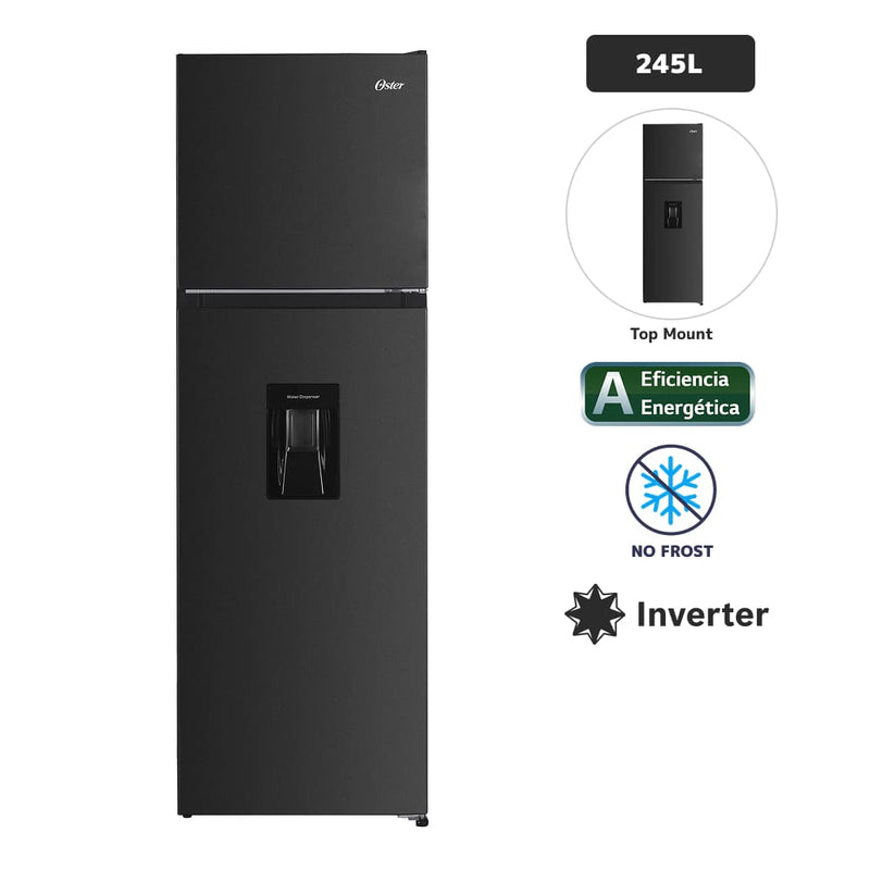 Refrigeradora OSTER 245L No Frost OS-PNFH2902BD Black Inox