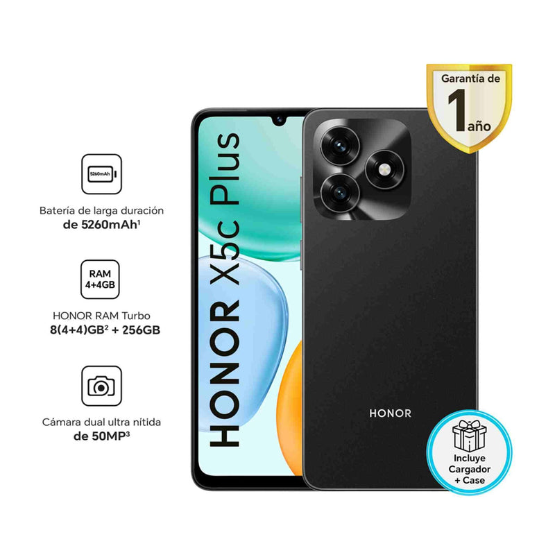 Celular Honor X5C Plus 4 + 256GB Midnight Black