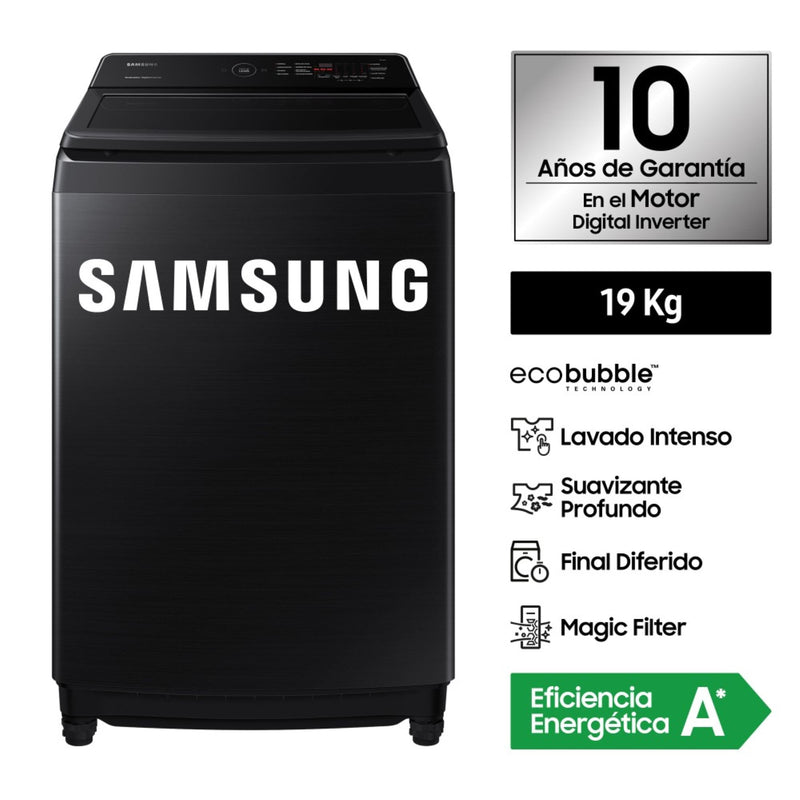 Lavadora Samsung EcoBubble™ 19KG Negra WA19CG6441BV/PE