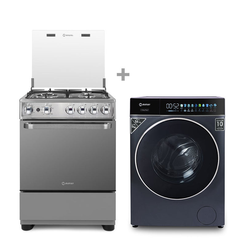 Cocina a Gas Miray ALESIA PLUS GLP + Lavadora Secadora Digital Miray LSM-1490HI 14kg/ 9kg