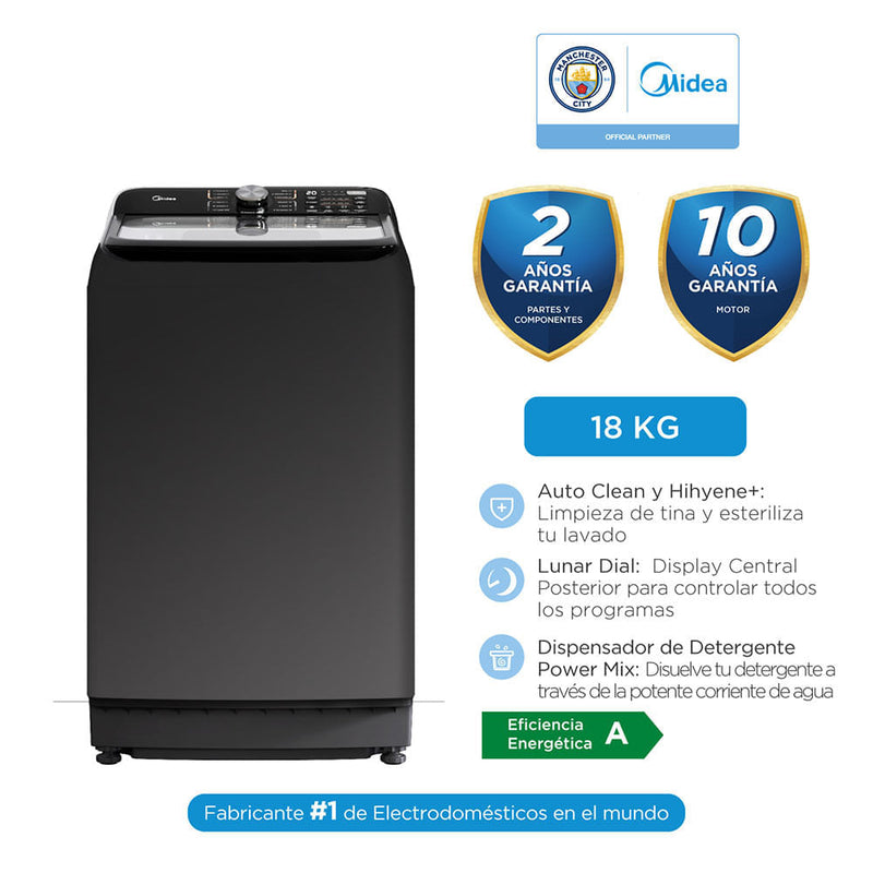 Lavadora MIDEA Carga Superior 18Kg MA512W180 Titanium