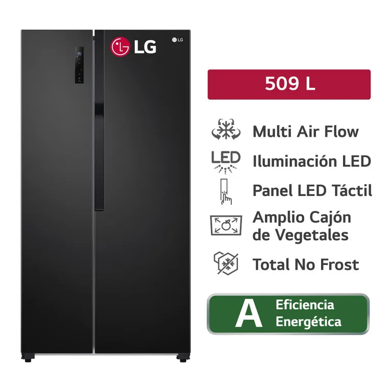Refrigeradora Lg Gs51mdp Side By Side 509 Litros Negro