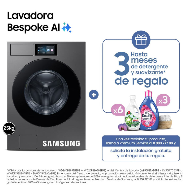 Lavadora Samsung 25Kg WF90F25ADSPE Acero Oscuro