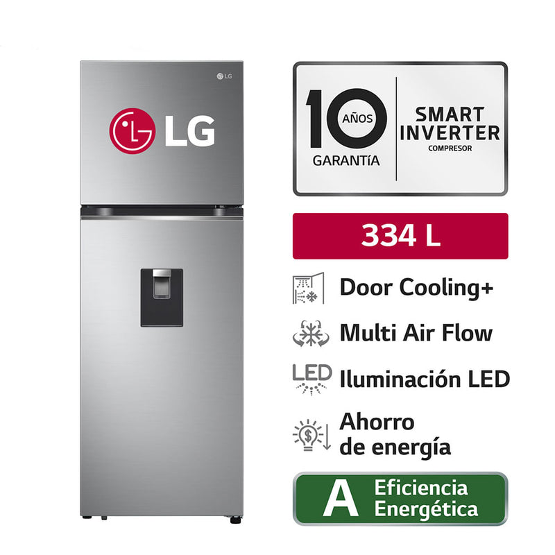 Refrigeradora LG GT33WPP Top Freezer Door Cooling 334L Plateado