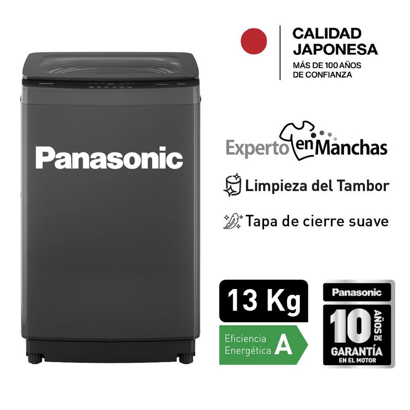 Lavadora Panasonic Carga Superior 13 kg  Gris Oscuro  F13JB1