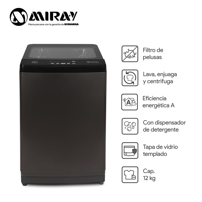 Lavadora Digital Miray LMA-126H Carga Superior 12Kg