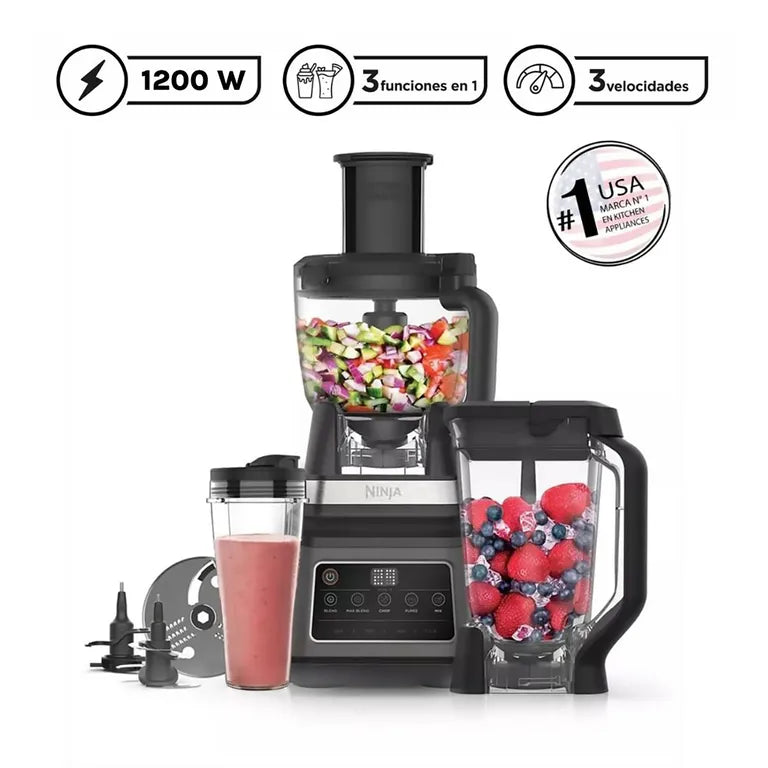 Procesador de Alimentos y Licuadora 3 En 1 Potencia Máxima 1200W BN800EU