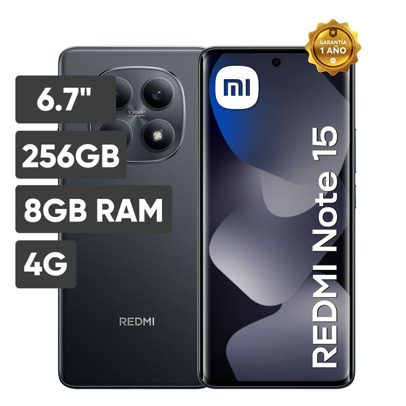 Smartphone XIAOMI Redmi Note 15 6.7" 8GB 256GB 108MP+8MP Negro