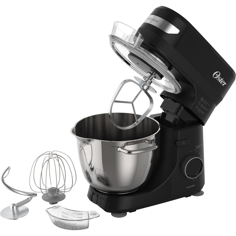 Batidora Planetaria Oster® 12 velocidades, Tazón de Acero Inoxidable, Incluye 4 Accesorios, 850 W, Negro, FPSTSMPL2B