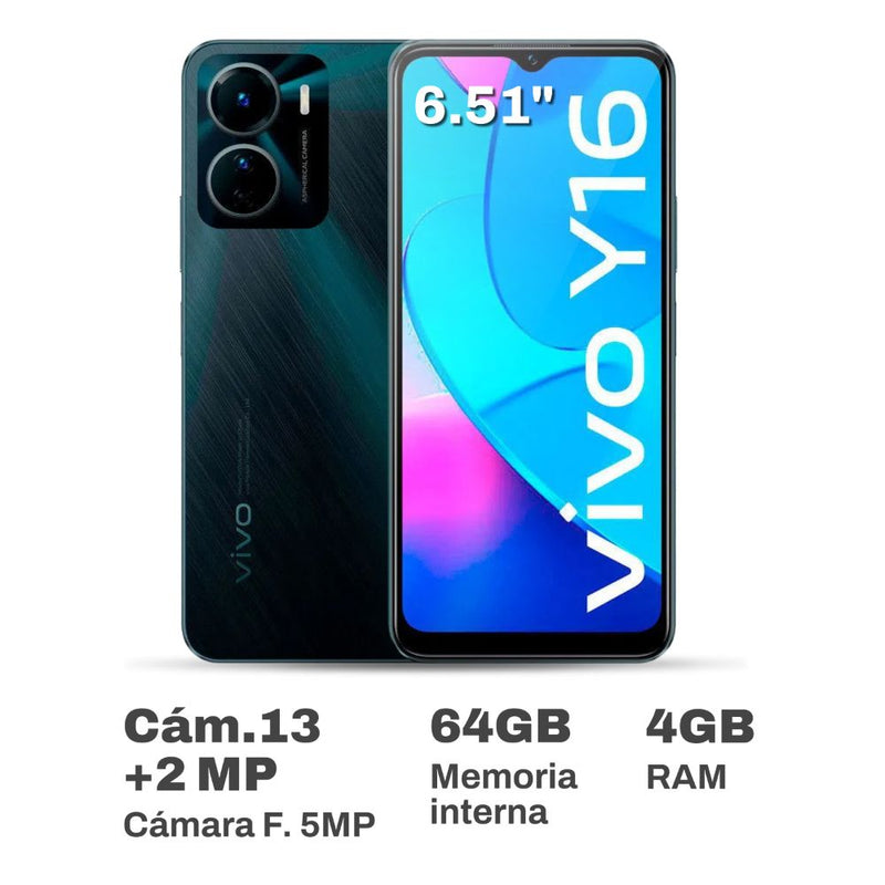 Celular Vivo Y16 6.51" 4GB RAM 64GB Negro Estelar