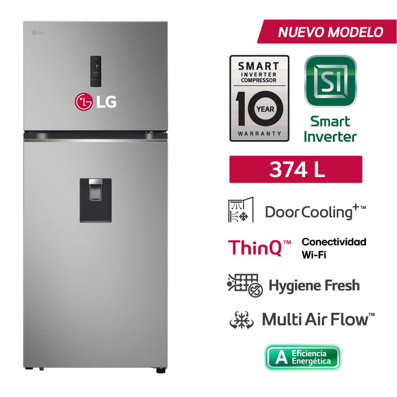 Refrigeradora LG lgvt38spyc Top Freezer 374L Plata