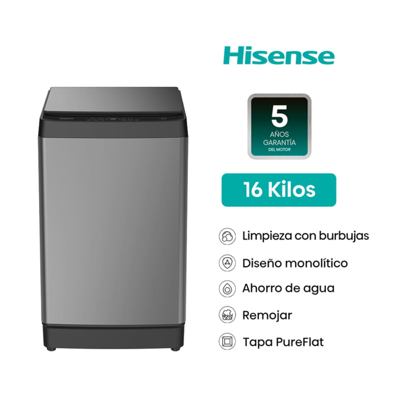 Lavadora HISENSE Carga Superior 16KG WT3K1623UT Inox
