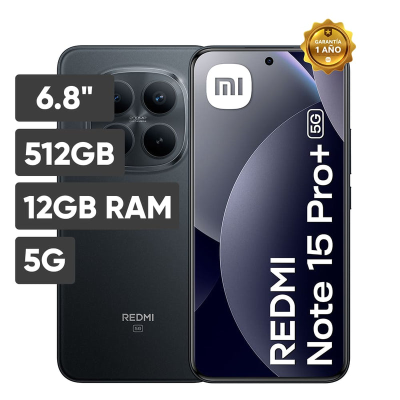 Smartphone XIAOMI Redmi Note 15 PRO Plus 6.8" 12GB 512GB 200MP+8MP Negro