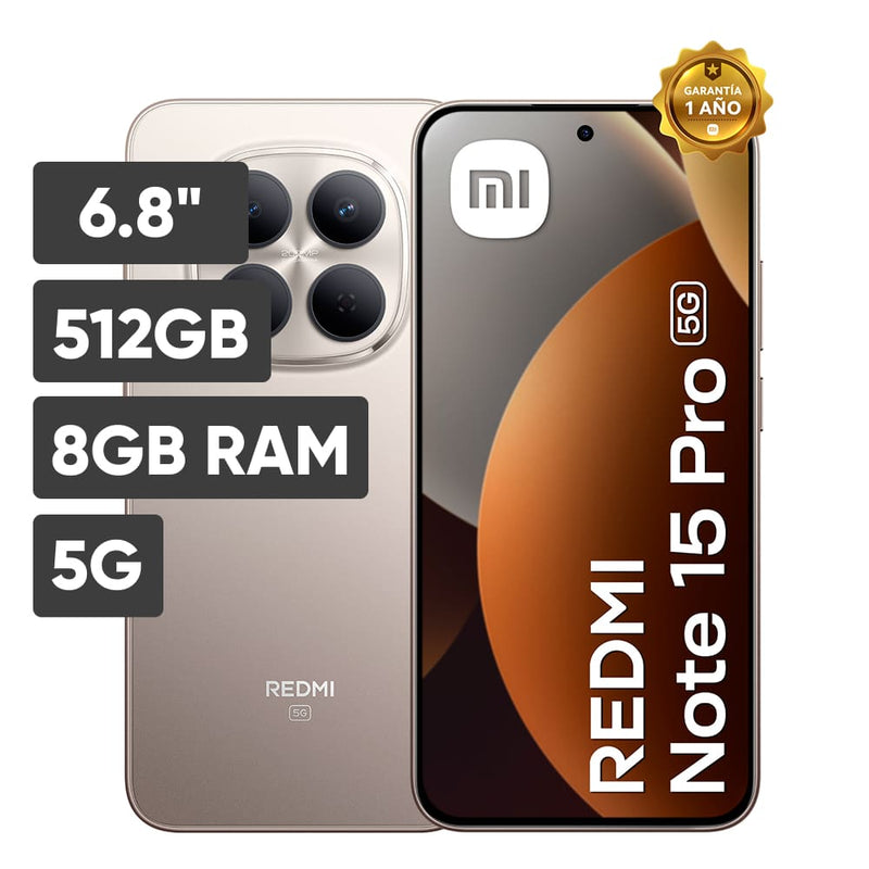 Smartphone XIAOMI Redmi Note 15 PRO 5G 6.8" 8GB 512GB 200MP+8MP Gris