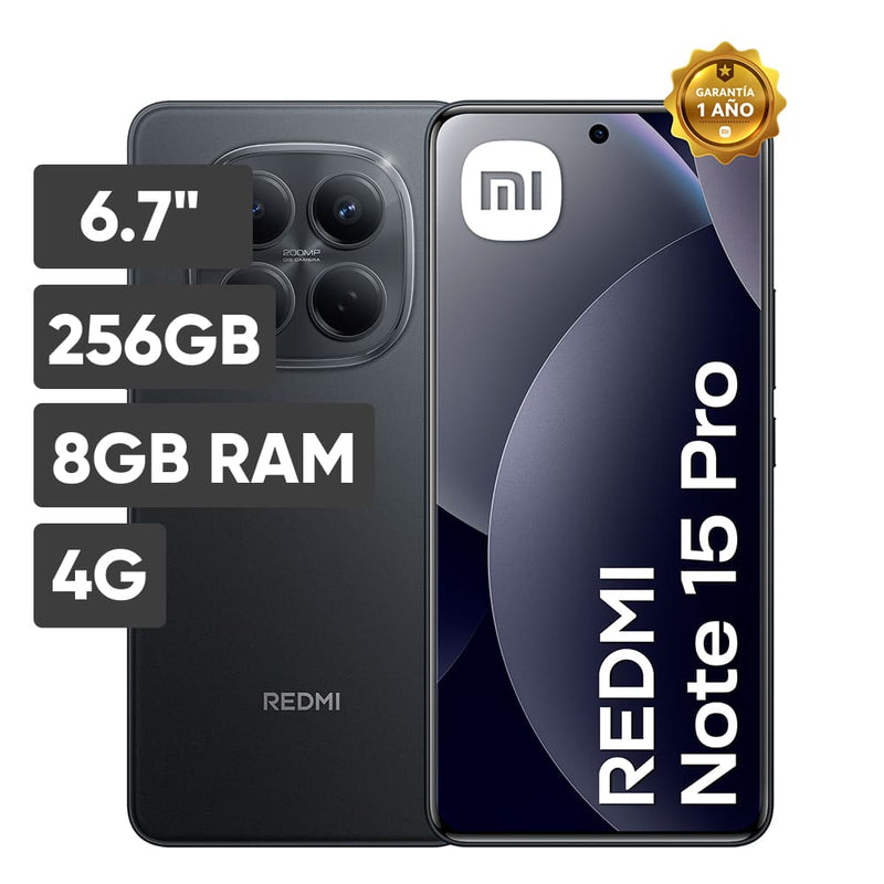 Smartphone XIAOMI Redmi Note 15 PRO 6.7" 8GB 256GB 200MP+8MP Negro